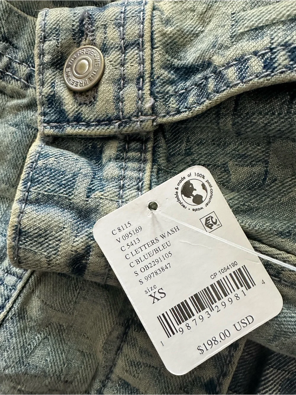 We The Free light acid jacket size XS retail $198 NWT